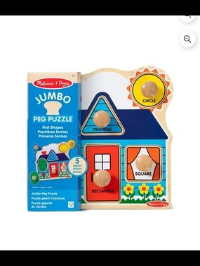 Melissa & Doug First Shapes Wooden Jumbo Peg Puzzle - 5 Pieces With Handles